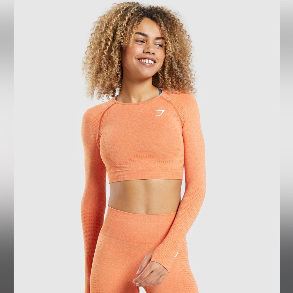 Gymshark vital 2.0 crop top in apricot orange